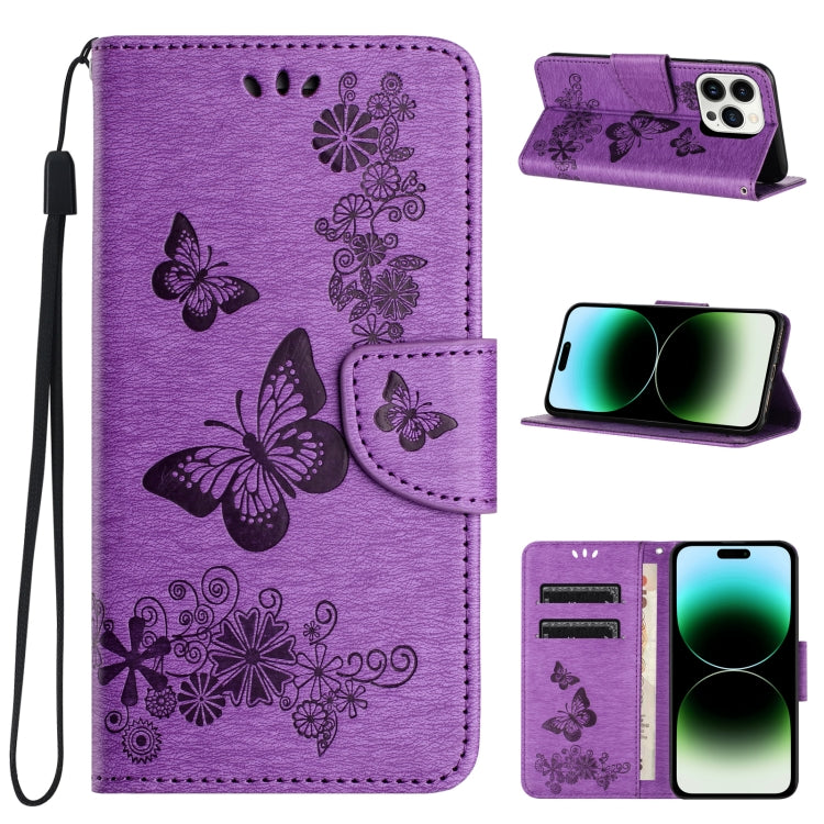 Butterfly Embossed Flip Leather Phone Case, For iPhone 16, For iPhone 15 Pro Max, For iPhone 15 Pro, For iPhone 15 Plus