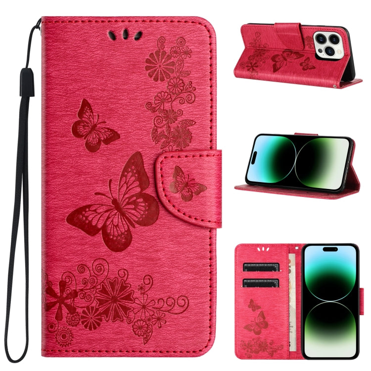 Butterfly Embossed Flip Leather Phone Case, For iPhone 16, For iPhone 15 Pro Max, For iPhone 15 Pro, For iPhone 15 Plus