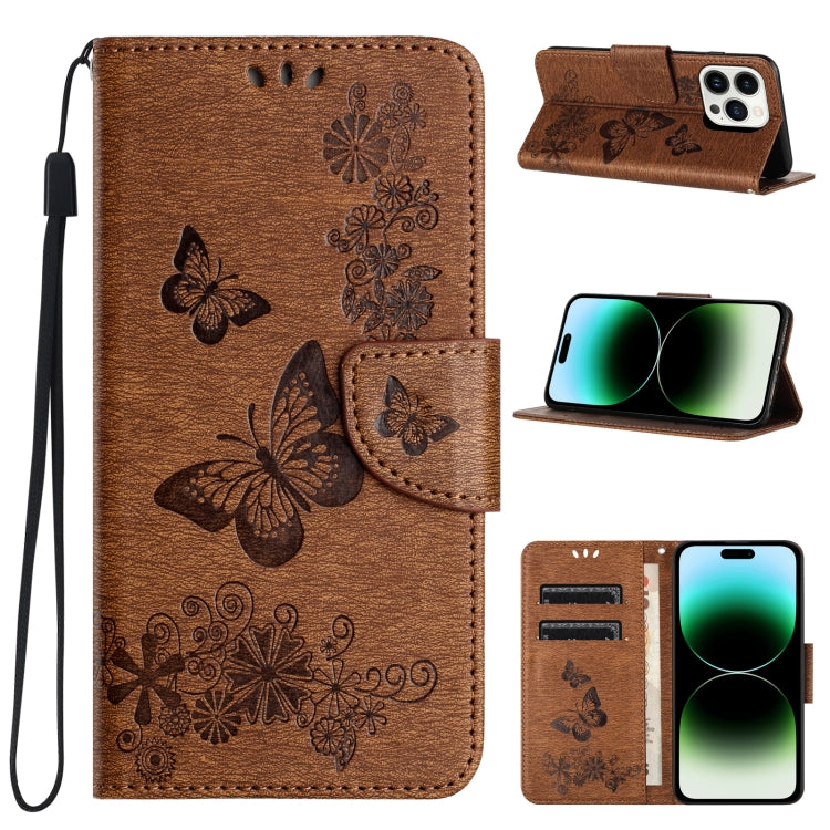 Butterfly Embossed Flip Leather Phone Case, For iPhone 16, For iPhone 15 Pro Max, For iPhone 15 Pro, For iPhone 15 Plus