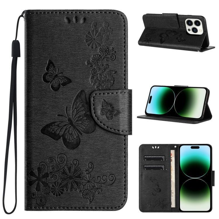 Butterfly Embossed Flip Leather Phone Case, For iPhone 16, For iPhone 15 Pro Max, For iPhone 15 Pro, For iPhone 15 Plus