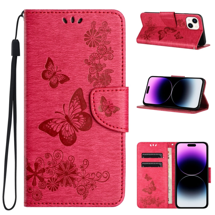 Butterfly Embossed Flip Leather Phone Case, For iPhone 16, For iPhone 15 Pro Max, For iPhone 15 Pro, For iPhone 15 Plus