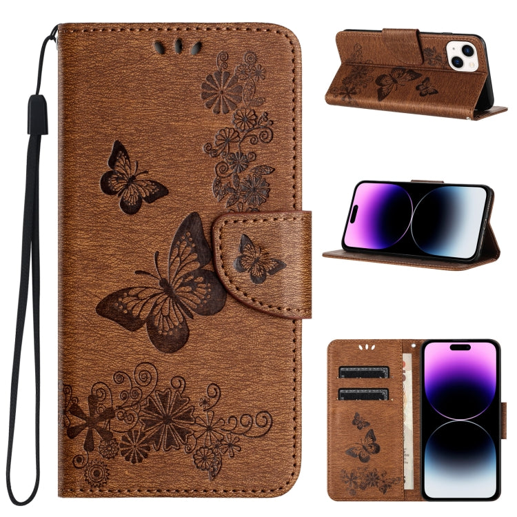 Butterfly Embossed Flip Leather Phone Case, For iPhone 16, For iPhone 15 Pro Max, For iPhone 15 Pro, For iPhone 15 Plus