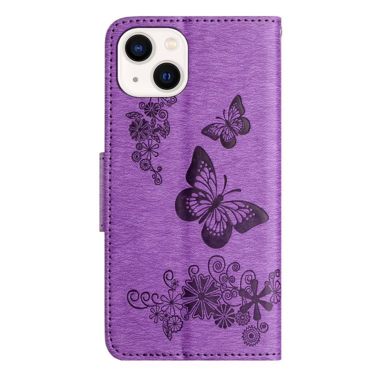 Butterfly Embossed Flip Leather Phone Case, For iPhone 15