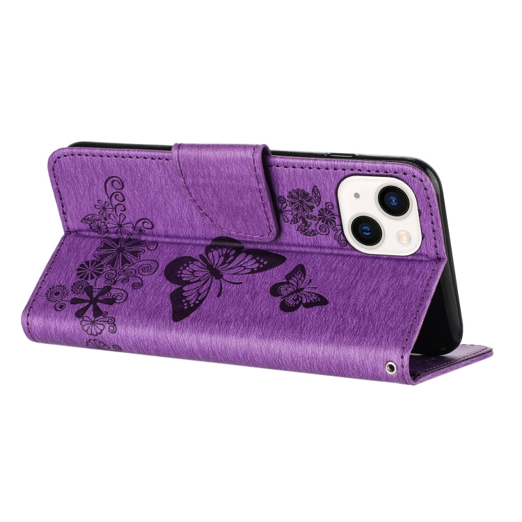 Butterfly Embossed Flip Leather Phone Case, For iPhone 15