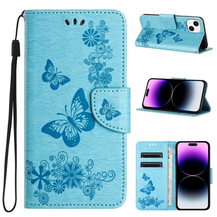 Butterfly Embossed Flip Leather Phone Case, For iPhone 15