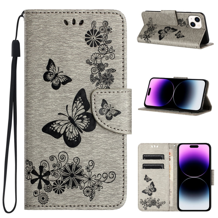 Butterfly Embossed Flip Leather Phone Case, For iPhone 15