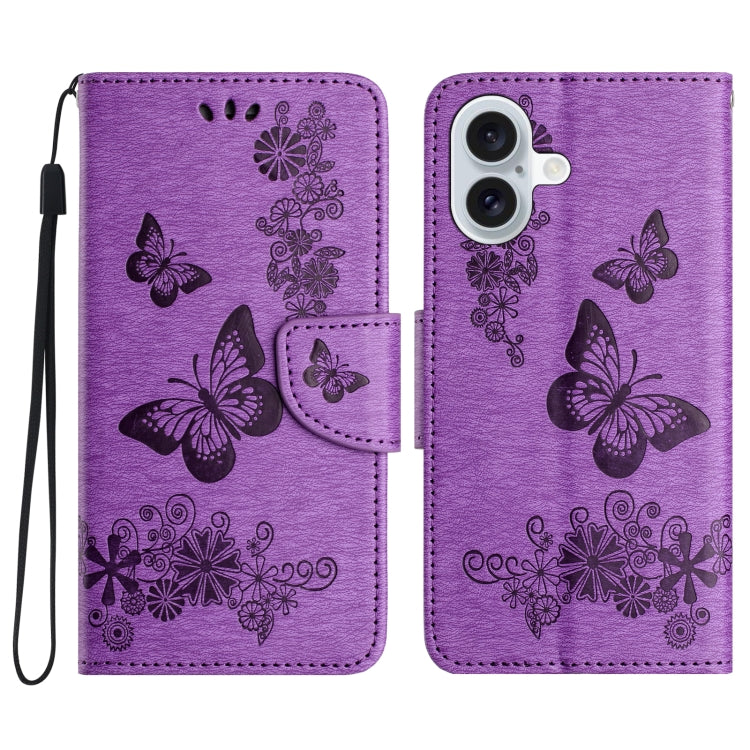 Butterfly Embossed Flip Leather Phone Case, For iPhone 16, For iPhone 15 Pro Max, For iPhone 15 Pro, For iPhone 15 Plus