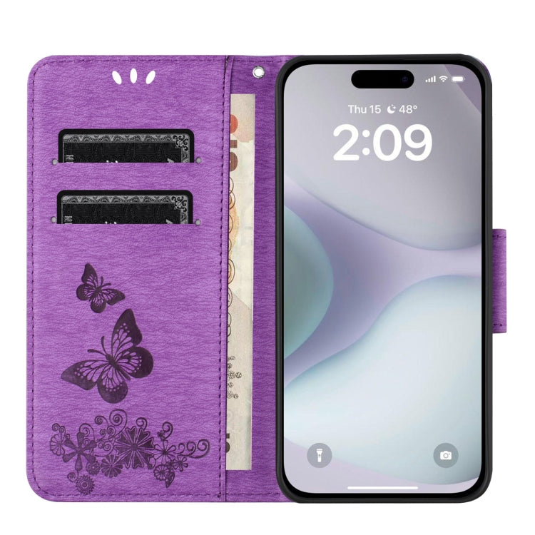 Butterfly Embossed Flip Leather Phone Case, For iPhone 16, For iPhone 15 Pro Max, For iPhone 15 Pro, For iPhone 15 Plus