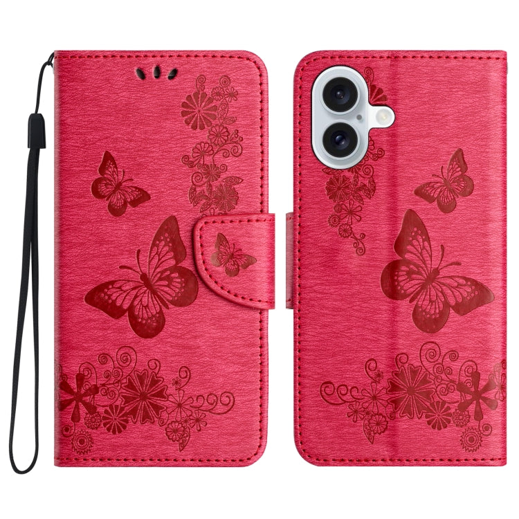 Butterfly Embossed Flip Leather Phone Case, For iPhone 16e, For iPhone 16 Pro Max, For iPhone 16 Pro, For iPhone 16 Plus