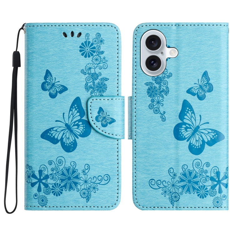 Butterfly Embossed Flip Leather Phone Case, For iPhone 16e, For iPhone 16 Pro Max, For iPhone 16 Pro, For iPhone 16 Plus