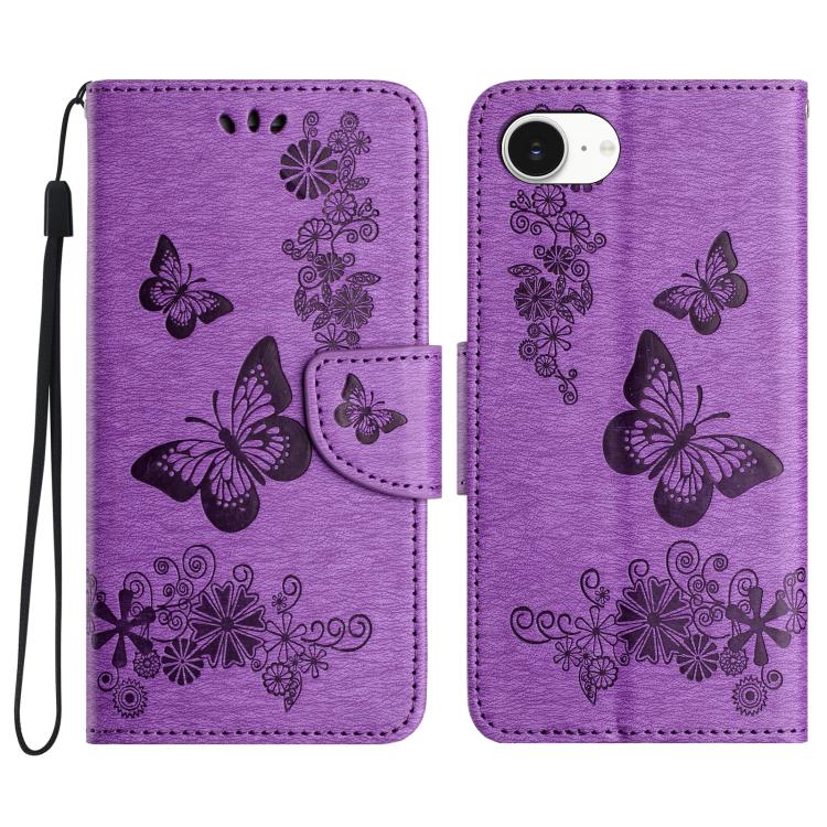 Butterfly Embossed Flip Leather Phone Case, For iPhone 16e, For iPhone 16 Pro Max, For iPhone 16 Pro, For iPhone 16 Plus