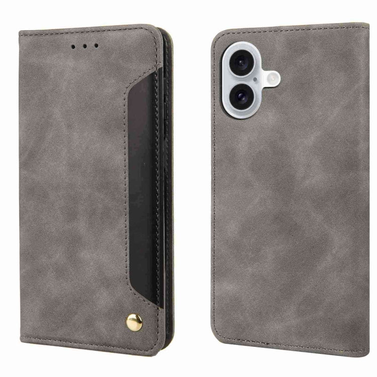 Skin Feel Splicing Leather Phone Case, For iPhone 16e, For iPhone 16 Pro Max, For iPhone 16 Pro, For iPhone 16 Plus, For iPhone 16