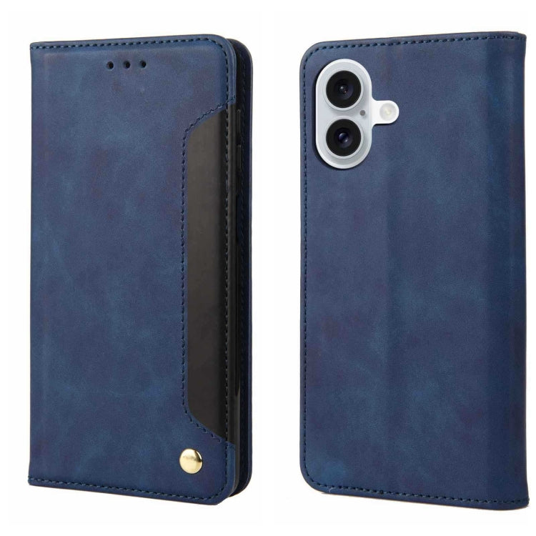 Skin Feel Splicing Leather Phone Case, For iPhone 16e, For iPhone 16 Pro Max, For iPhone 16 Pro, For iPhone 16 Plus, For iPhone 16