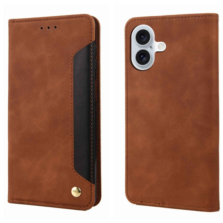 Skin Feel Splicing Leather Phone Case, For iPhone 16e, For iPhone 16 Pro Max, For iPhone 16 Pro, For iPhone 16 Plus, For iPhone 16