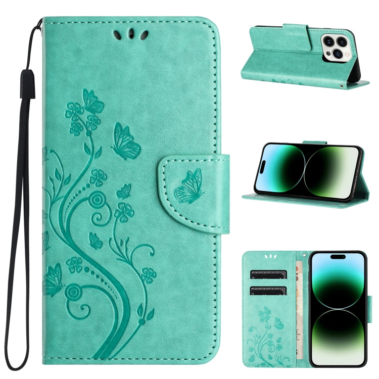 Butterfly Flower Pattern Flip Leather Phone Case, For iPhone 16, For iPhone 15 Pro Max, For iPhone 15 Pro, For iPhone 15 Plus