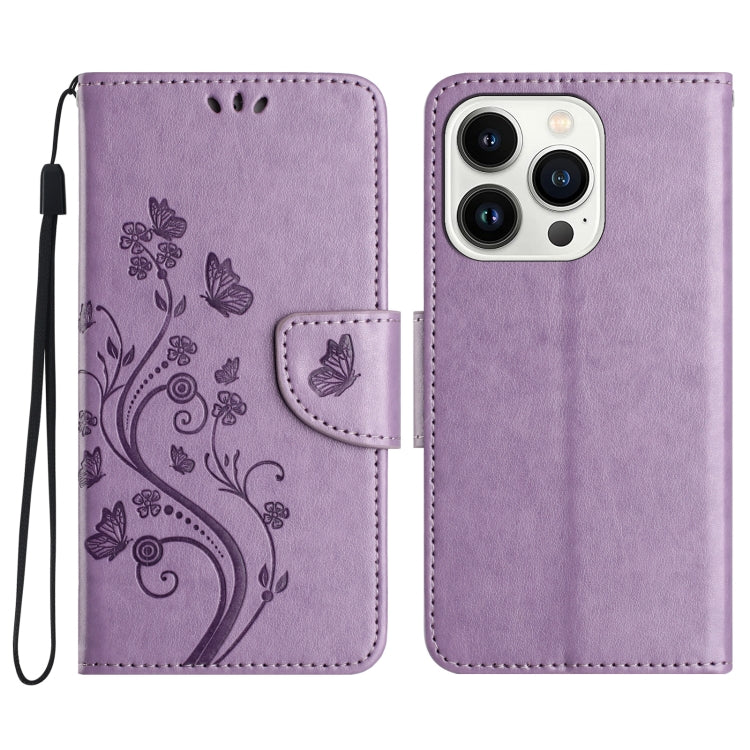 Butterfly Flower Pattern Flip Leather Phone Case, For iPhone 16e, For iPhone 16 Pro Max, For iPhone 16 Pro, For iPhone 16 Plus