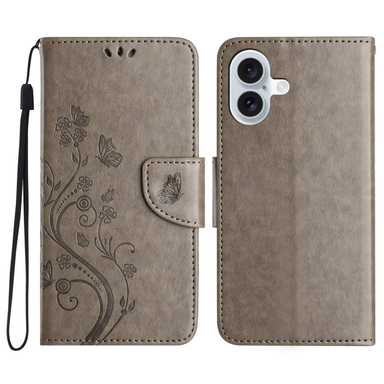 Butterfly Flower Pattern Flip Leather Phone Case, For iPhone 16e, For iPhone 16 Pro Max, For iPhone 16 Pro, For iPhone 16 Plus