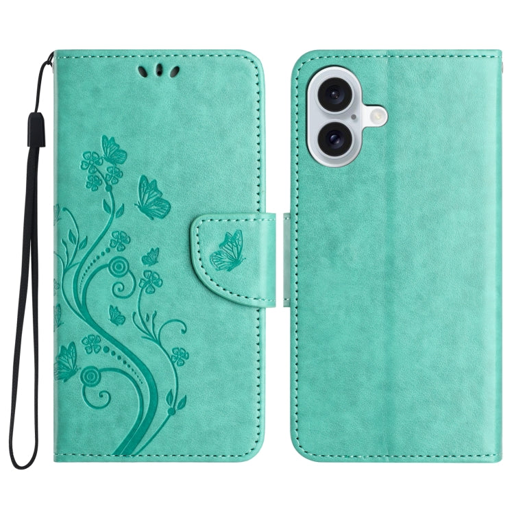 Butterfly Flower Pattern Flip Leather Phone Case, For iPhone 16, For iPhone 15 Pro Max, For iPhone 15 Pro, For iPhone 15 Plus