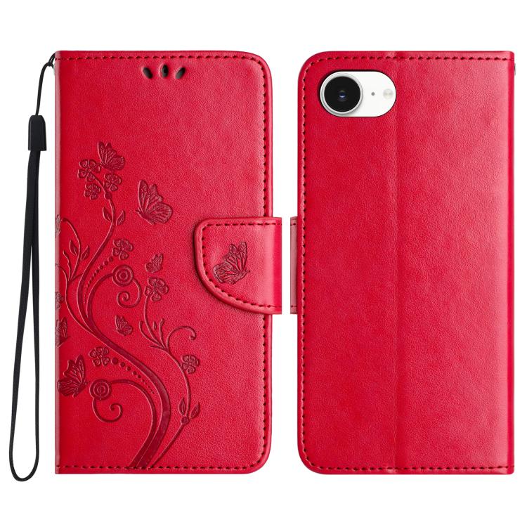 Butterfly Flower Pattern Flip Leather Phone Case, For iPhone 16e, For iPhone 16 Pro Max, For iPhone 16 Pro, For iPhone 16 Plus