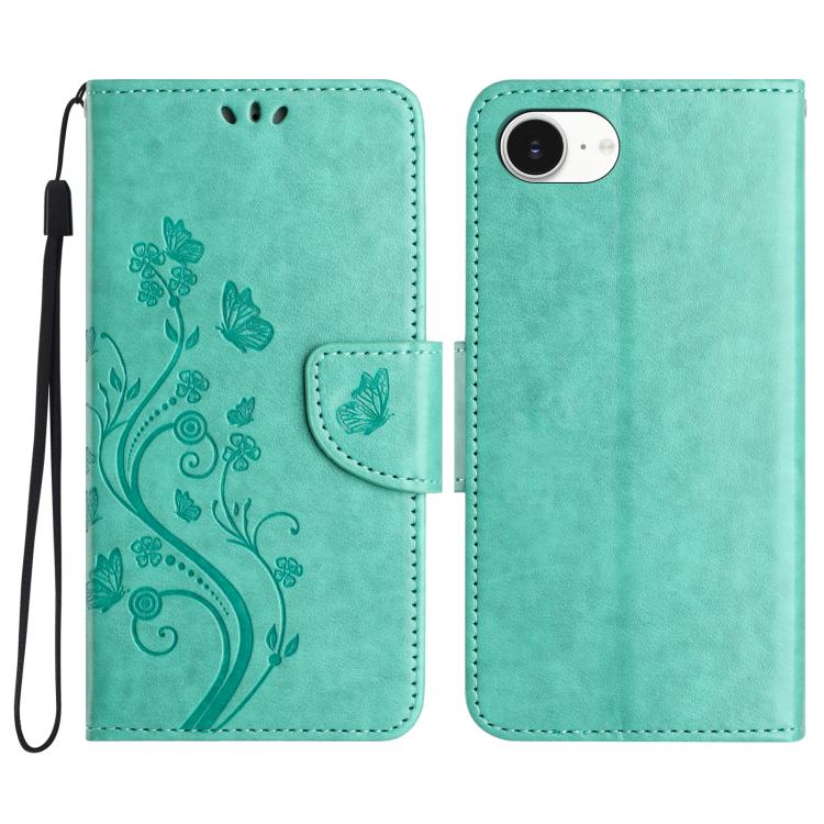 Butterfly Flower Pattern Flip Leather Phone Case, For iPhone 16e, For iPhone 16 Pro Max, For iPhone 16 Pro, For iPhone 16 Plus