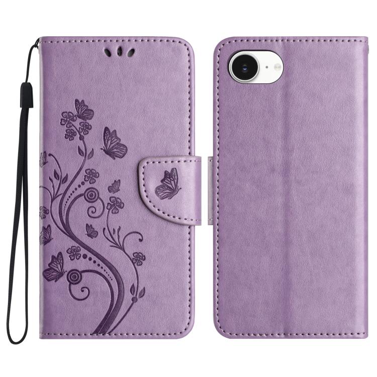 Butterfly Flower Pattern Flip Leather Phone Case, For iPhone 16e, For iPhone 16 Pro Max, For iPhone 16 Pro, For iPhone 16 Plus