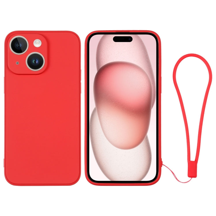 Silicone Phone Case with Wrist Strap, For iPhone 15 Plus, For iPhone 15