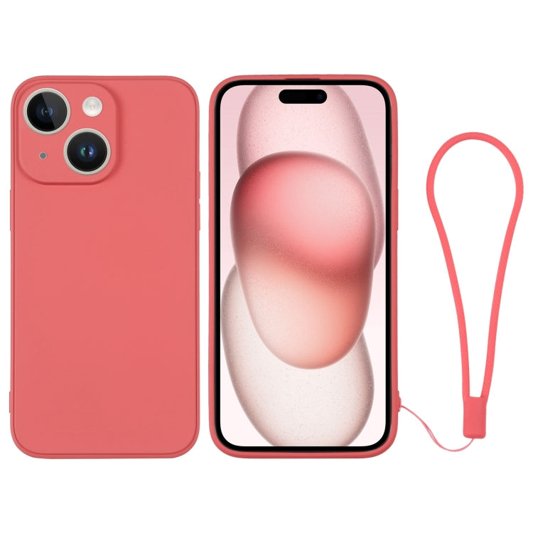 Silicone Phone Case with Wrist Strap, For iPhone 15 Plus, For iPhone 15