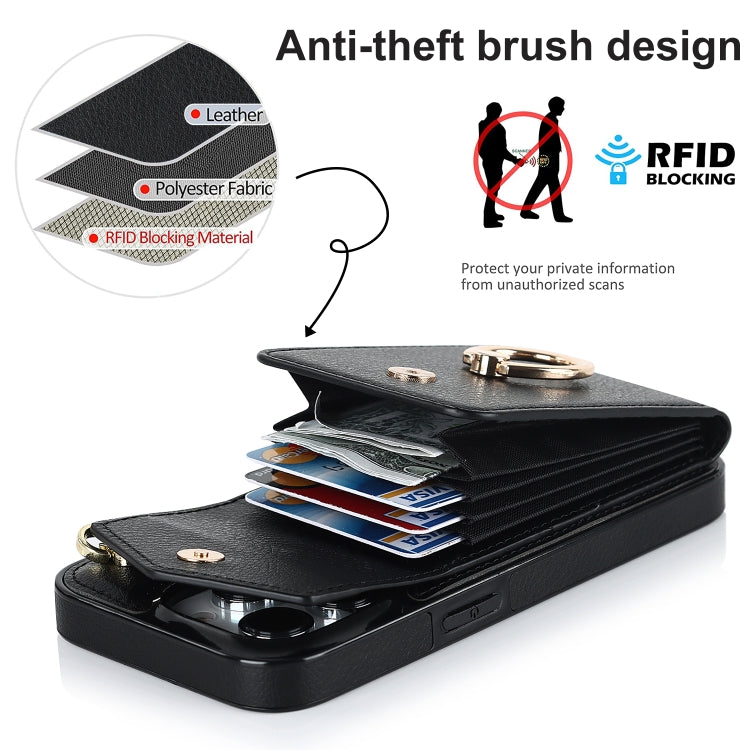 Ring Holder RFID Card Slot Phone Case, For iPhone 15 Plus, For iPhone 15