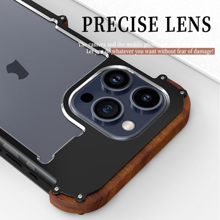 R-JUST Ironwood Generation Metal Hybrid Wood Phone Case, For iPhone 16 Pro Max, For iPhone 16 Pro, For iPhone 16 Plus, For iPhone 16, For iPhone 15 Pro Max, For iPhone 15 Pro, For iPhone 15 Plus, For iPhone 15