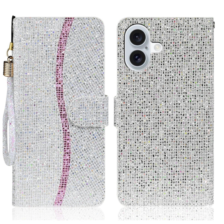 Glitter Powder Filp Leather Phone Case, For iPhone 16 Pro Max, For iPhone 16 Pro, For iPhone 16 Plus, For iPhone 16, For iPhone 15 Pro Max, For iPhone 15 Pro