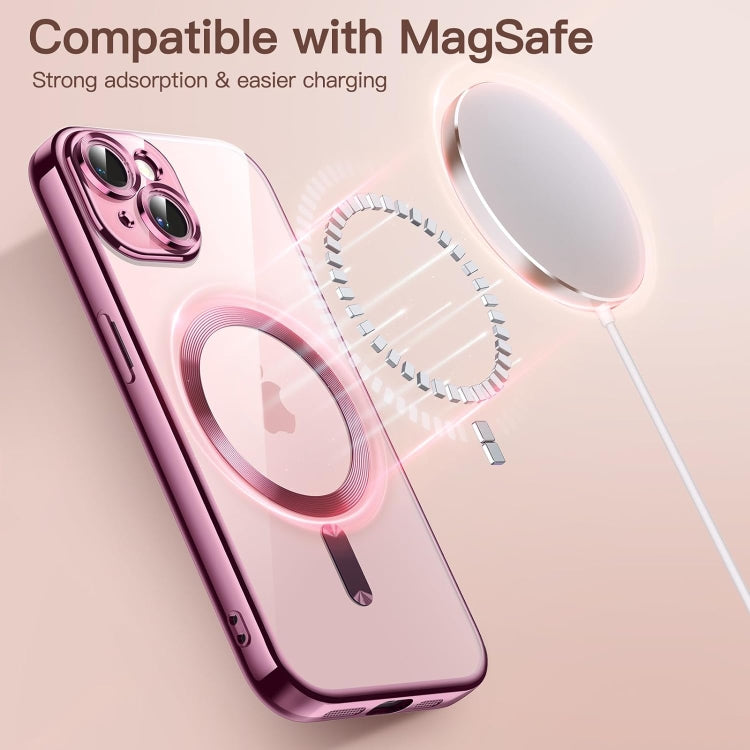 Transparent Electroplated Magsafe Magnetic TPU Phone Case, For iPhone 15 Plus, For iPhone 14 Plus, For iPhone 14, For iPhone 14 Pro, For iPhone 14 Pro Max