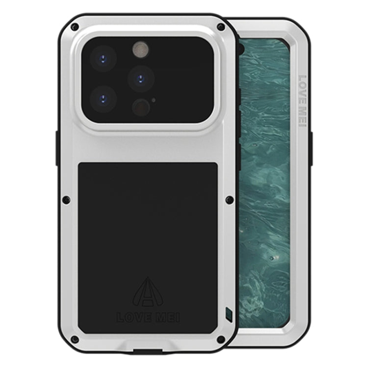 LOVE MEI Metal Shockproof Life Waterproof Dustproof Phone Case, For iPhone 16 Pro Max, For iPhone 16 Pro, For iPhone 16, For iPhone 15 Pro Max, For iPhone 15 Pro