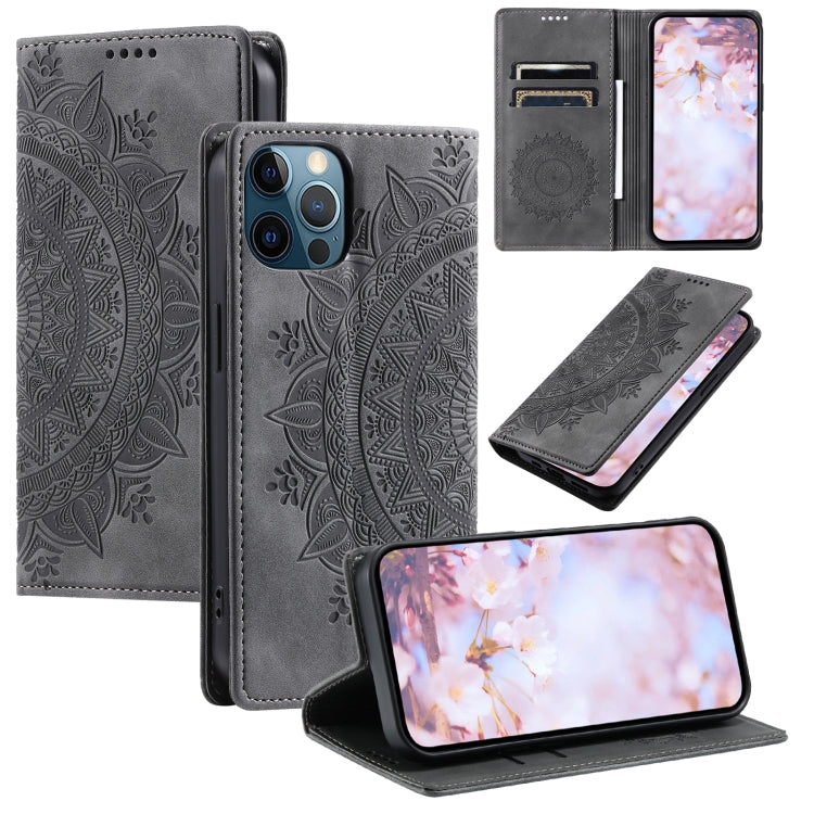 Totem Embossed Magnetic Leather Phone Case, For iPhone 13 Pro, For iPhone 13, For iPhone 13 mini, For iPhone 12 / 12 Pro, For iPhone 12 Pro Max