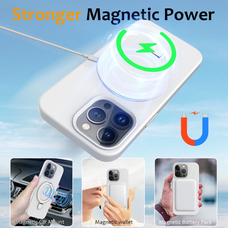 Liquid Silicone MagSafe Magnetic Phone Case with Ring Holder, For iPhone 16 Pro Max, For iPhone 16 Pro