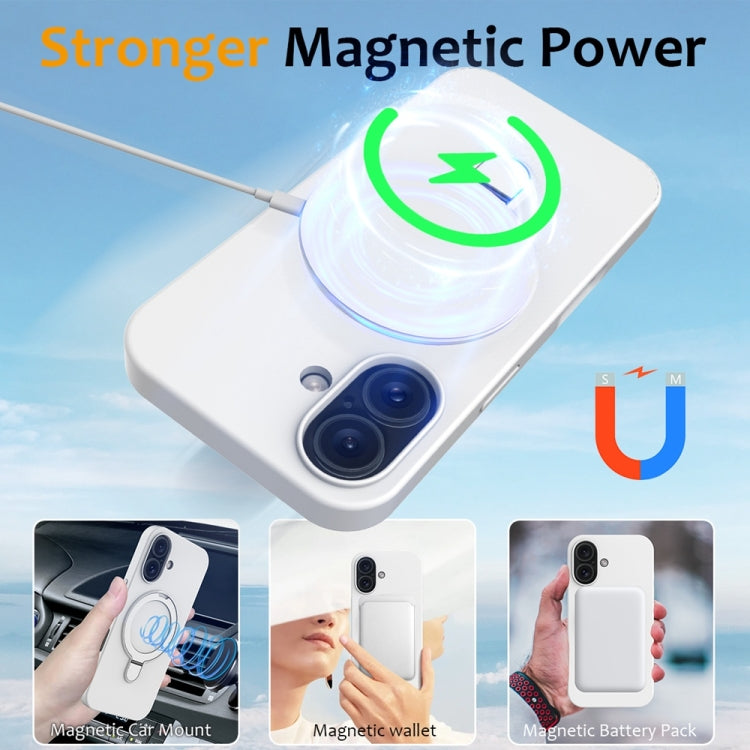 Liquid Silicone MagSafe Magnetic Phone Case with Ring Holder, For iPhone 16 Plus, For iPhone 16