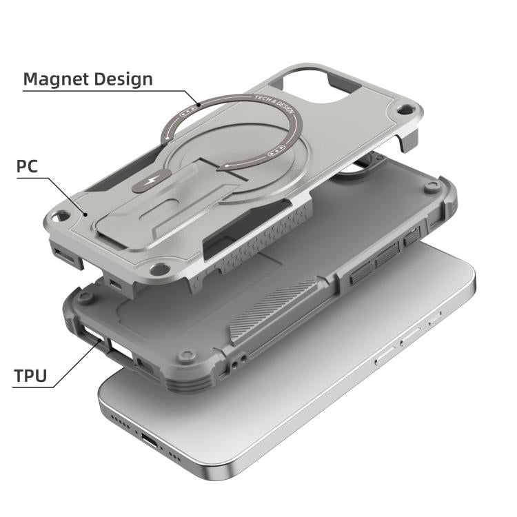 Armor Magsafe Holder PC Hybrid TPU Phone Case, For iPhone 16e, For iPhone 16 Pro Max, For iPhone 16 Pro, For iPhone 16 Plus, For iPhone 16, For iPhone 15 Pro Max