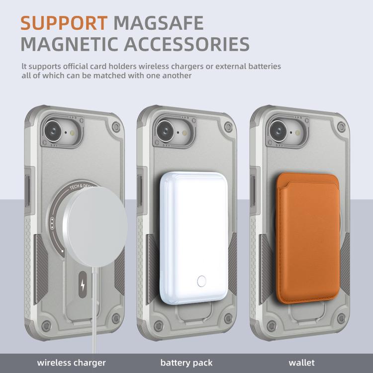 Armor Magsafe Holder PC Hybrid TPU Phone Case, For iPhone 16e, For iPhone 16 Pro Max, For iPhone 16 Pro, For iPhone 16 Plus, For iPhone 16, For iPhone 15 Pro Max