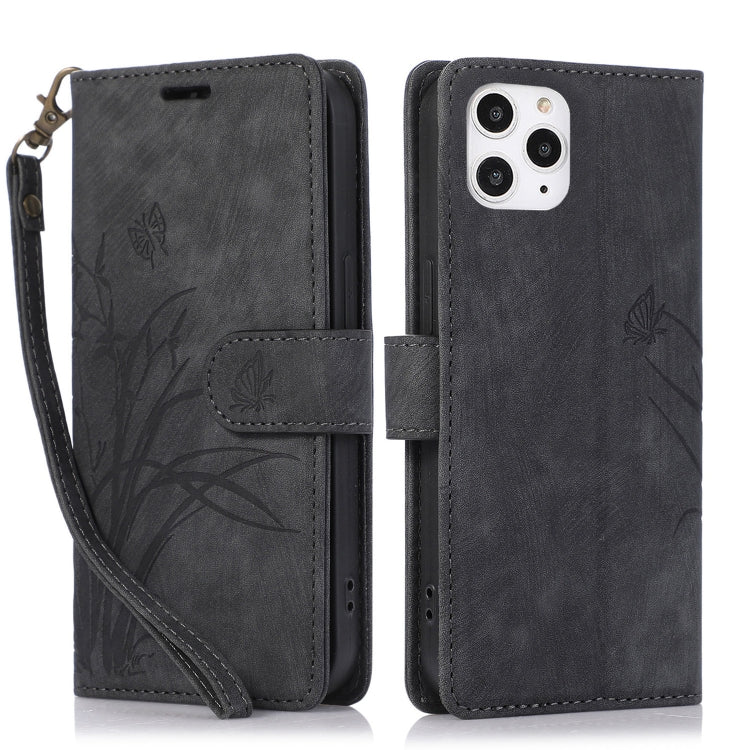 Orchid Butterfly Embossed Leather Phone Case, For iPhone 13, For iPhone 12 / 12 Pro, For iPhone 12 Pro Max, For iPhone 11 Pro Max, For iPhone 11