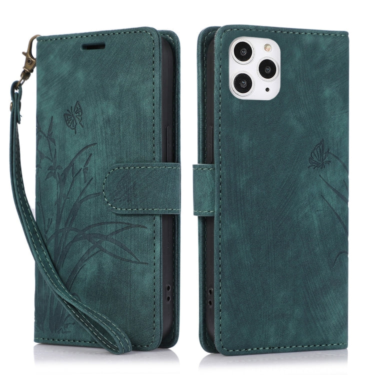 Orchid Butterfly Embossed Leather Phone Case, For iPhone 13, For iPhone 12 / 12 Pro, For iPhone 12 Pro Max, For iPhone 11 Pro Max, For iPhone 11