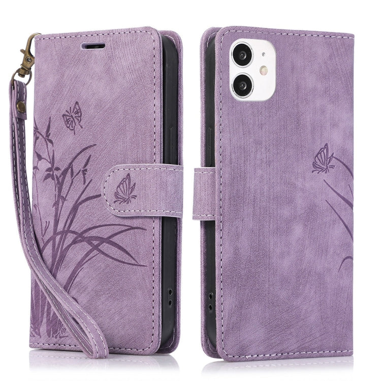 Orchid Butterfly Embossed Leather Phone Case, For iPhone 13, For iPhone 12 / 12 Pro, For iPhone 12 Pro Max, For iPhone 11 Pro Max, For iPhone 11