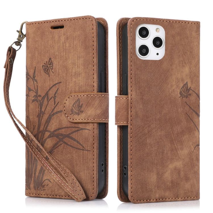 Orchid Butterfly Embossed Leather Phone Case, For iPhone 11 Pro, For iPhone X / XS, For iPhone XR, For iPhone XS Max, For iPhone 7 Plus / 8 Plus