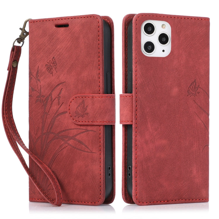 Orchid Butterfly Embossed Leather Phone Case, For iPhone 13, For iPhone 12 / 12 Pro, For iPhone 12 Pro Max, For iPhone 11 Pro Max, For iPhone 11