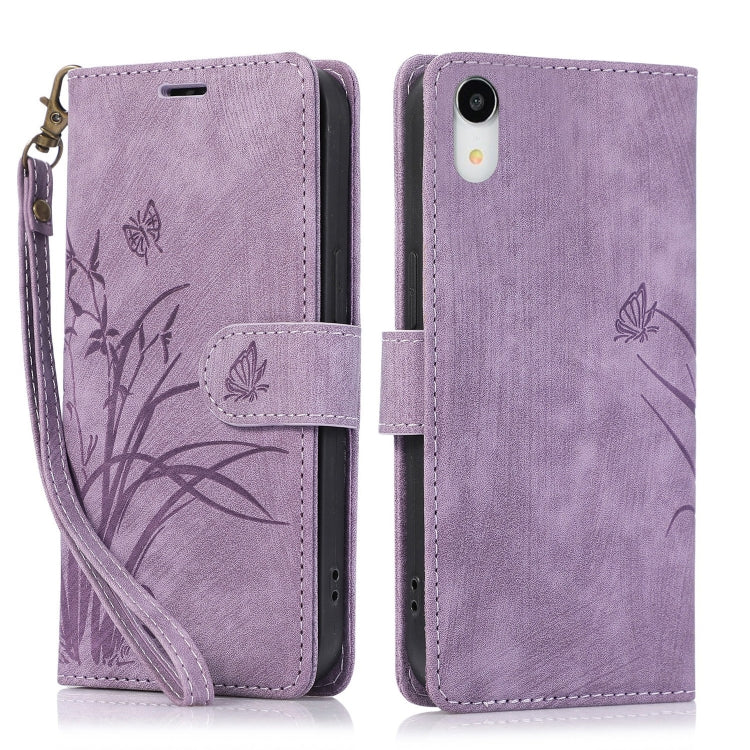 Orchid Butterfly Embossed Leather Phone Case, For iPhone 11 Pro, For iPhone X / XS, For iPhone XR, For iPhone XS Max, For iPhone 7 Plus / 8 Plus