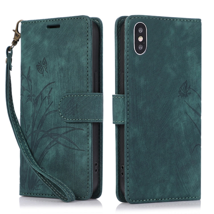 Orchid Butterfly Embossed Leather Phone Case, For iPhone 11 Pro, For iPhone X / XS, For iPhone XR, For iPhone XS Max, For iPhone 7 Plus / 8 Plus