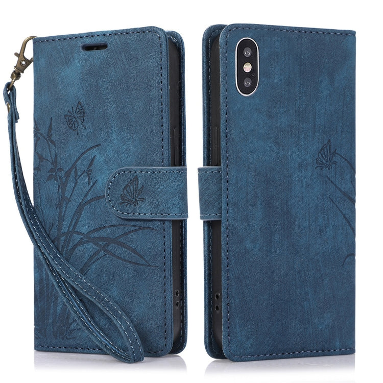 Orchid Butterfly Embossed Leather Phone Case, For iPhone 11 Pro, For iPhone X / XS, For iPhone XR, For iPhone XS Max, For iPhone 7 Plus / 8 Plus