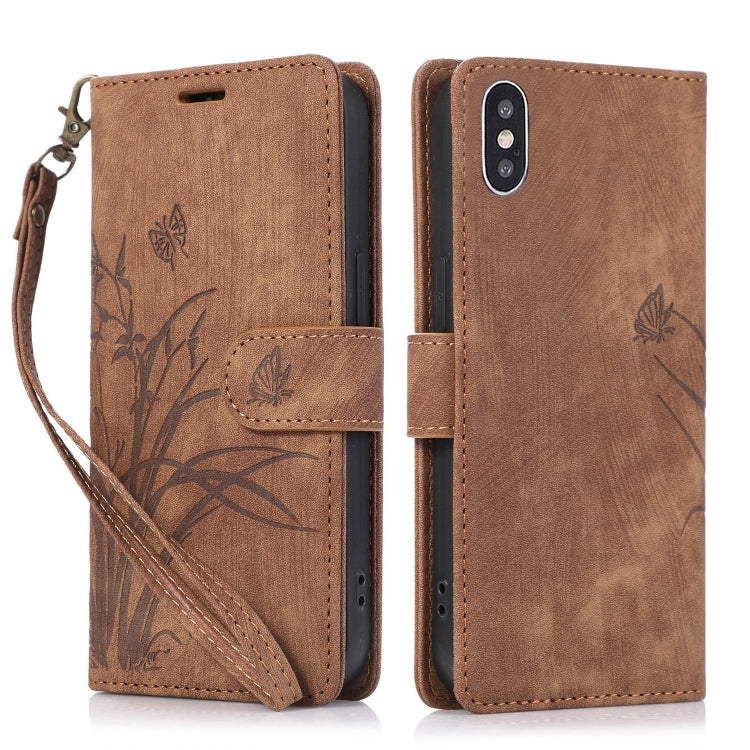 Orchid Butterfly Embossed Leather Phone Case, For iPhone 11 Pro, For iPhone X / XS, For iPhone XR, For iPhone XS Max, For iPhone 7 Plus / 8 Plus