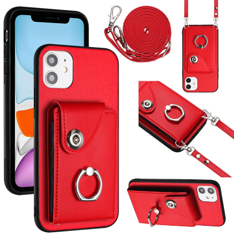 Organ Card Bag Ring Holder Phone Case with Long Lanyard, For iPhone 13, For iPhone 13 mini, For iPhone 12, For iPhone 12 Pro Max, For iPhone 12 Pro