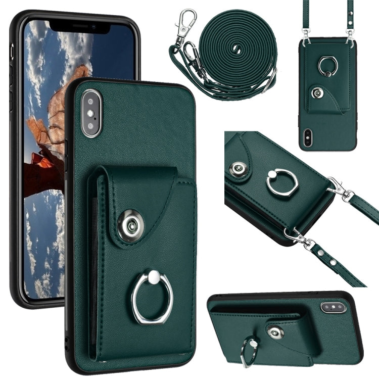 Organ Card Bag Ring Holder Phone Case with Long Lanyard, For iPhone XR, For iPhone XS Max, For iPhone 8 Plus / 7 Plus