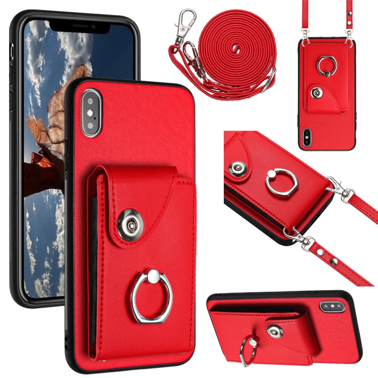 Organ Card Bag Ring Holder Phone Case with Long Lanyard, For iPhone XR, For iPhone XS Max, For iPhone 8 Plus / 7 Plus