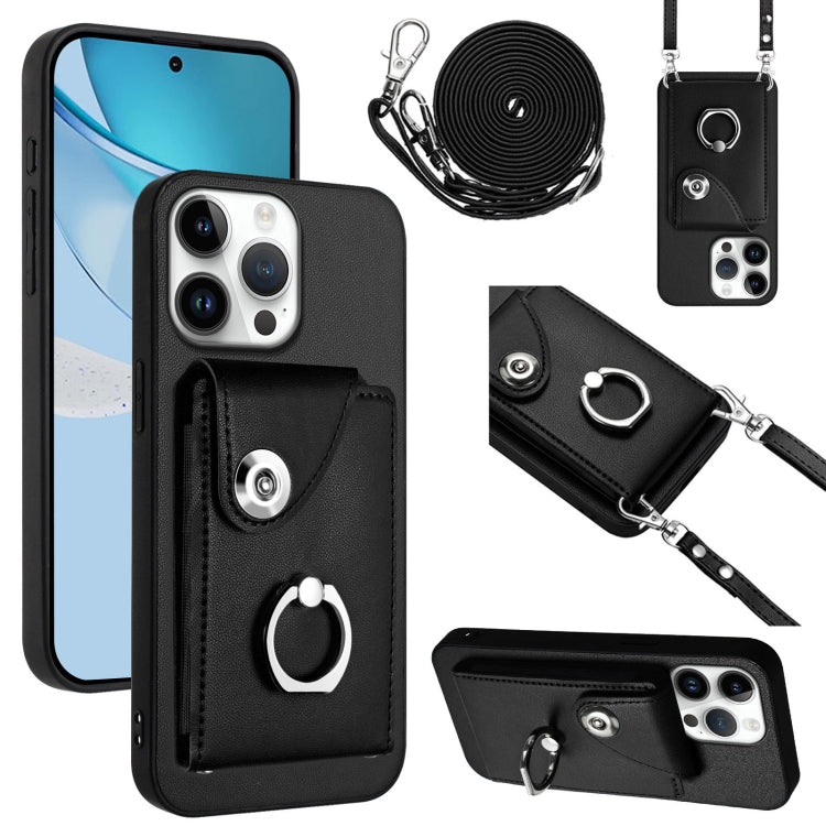 Organ Card Bag Ring Holder Phone Case with Long Lanyard, For iPhone 16 Pro Max, For iPhone 16 Pro, For iPhone 16 Plus, For iPhone 16, For iPhone 15 Pro Max